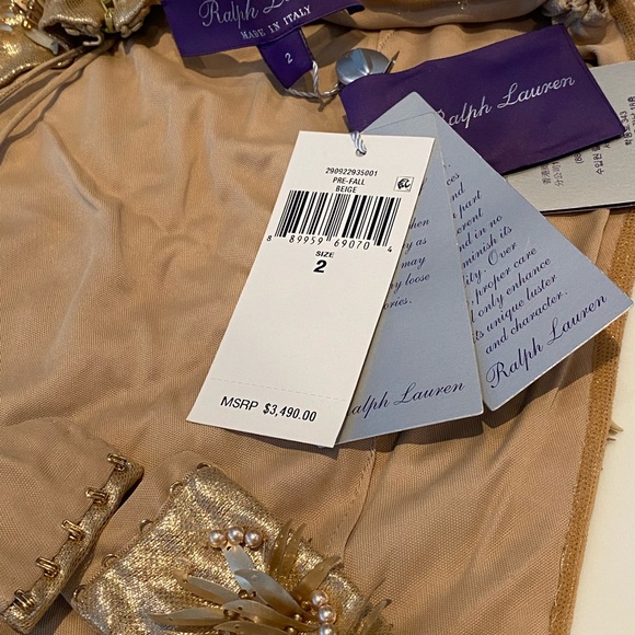 Ralph Lauren Gold Embellished Halter Blouse - Picture 5 of 6